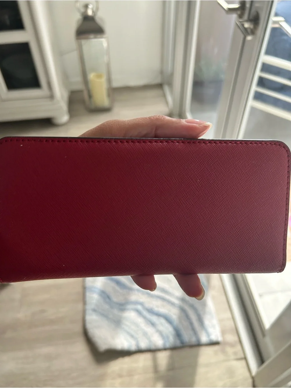 henri bendel Burgundy Saffiano Wallet with Gold Plate